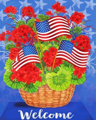 Patriotic Flower Basket Paint By Numbers 