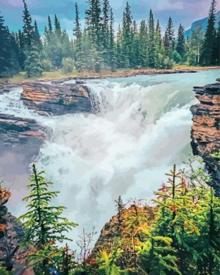Athabasca Waterfall Paint By Numbers 