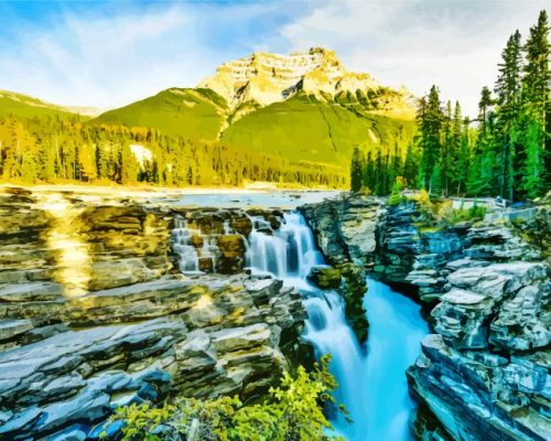 Athabasca Falls Alberta Paint By Numbers 