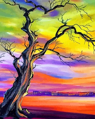 Dead Tree At Sunset Paint By Numbers