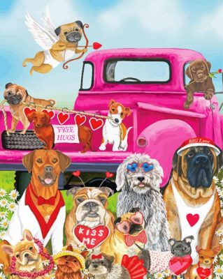 Valentines Dogs Paint By Numbers 