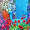 Flowers And Blue Chair Paint By Numbers