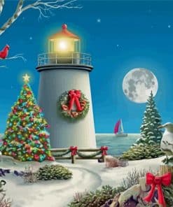 Christmas Lighthouse Paint By Numbers