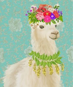 Alpaca With Flowers Paint By Number