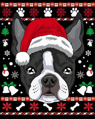 Christmas Boston Terrier Paint By Number