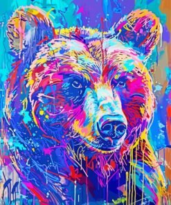 Blue Colorful Bear Paint By Number