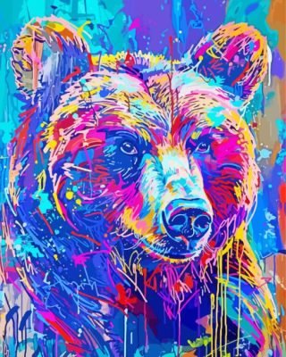 Blue Colorful Bear Paint By Number