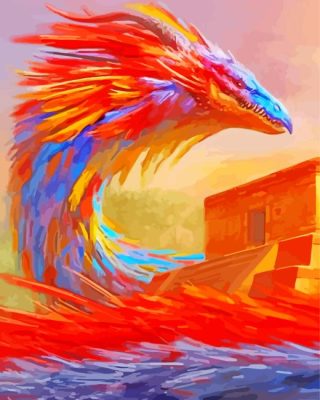 Red Colorful Dragon Paint By Numbers 