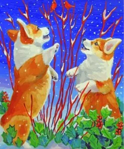 Corgi Dogs In Snow Paint By Number