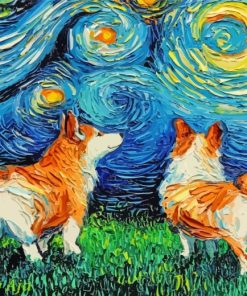 Corgi Dogs Starry Night Paint By Number