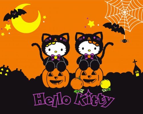 Cute Hello Kitty Halloween Paint By Number