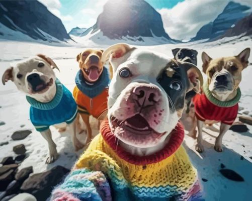 Dogs Friends Taking Selfie Paint By Numbers 