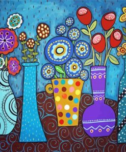 Flowers Pots Folk Paint By Number