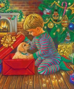 Golden Retriever Christmas Gift Paint By Number