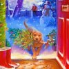 Golden Retriever Dog In Christmas Paint By Number