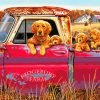 Golden Retrievers Ride In Truck Paint By Number