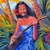 Hawaiian Lady Playing Guitar Paint By Numbers