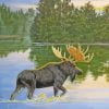 Moose In Lake Paint By Number