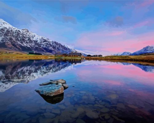 Queenstown Lake At Sunset Paint By Number