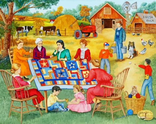 Quilters In Farm Paint By Number