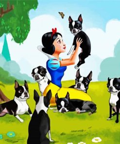 Snow White And Boston Terrier Paint By Number