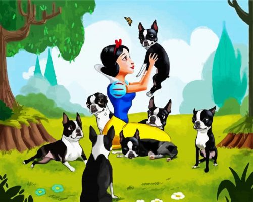 Snow White And Boston Terrier Paint By Number
