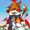 Snowman With Birds Paint By Number