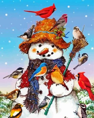 Snowman With Birds Paint By Number