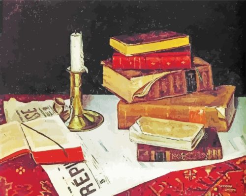 Still Life With Books And Candles Paint By Number