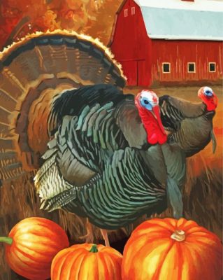 Turkey Birds In the Fall  Paint By Number