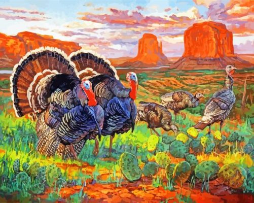 Turkeys In Arizona Paint By Number