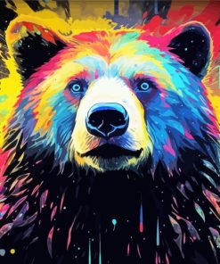Dark Colorful Bear Paint By Number