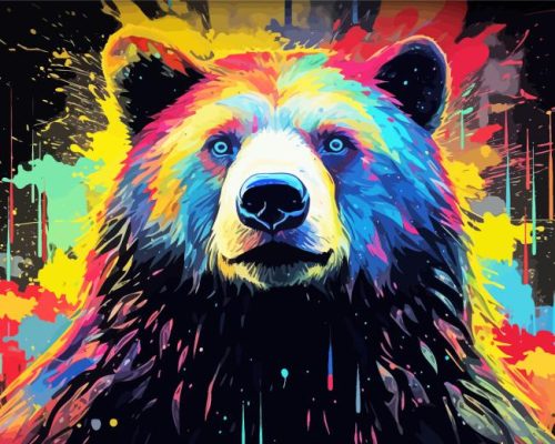 Dark Colorful Bear Paint By Number
