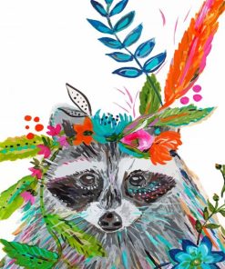 Boho Raccoon Paint By Numbers art
