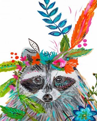 Boho Raccoon Paint By Numbers art