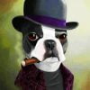 Classy Boston Terrier With Hat Paint By Number