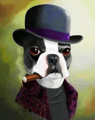 Classy Boston Terrier With Hat Paint By Number