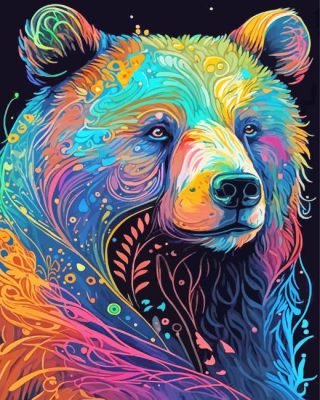 Colorful Grizzly Bear Paint By Number