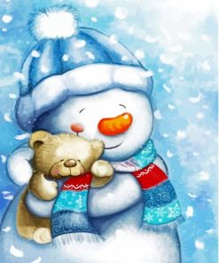Cute Snowman and Teddy Paint By Number