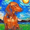 Dachshund Starry Night Paint By Number