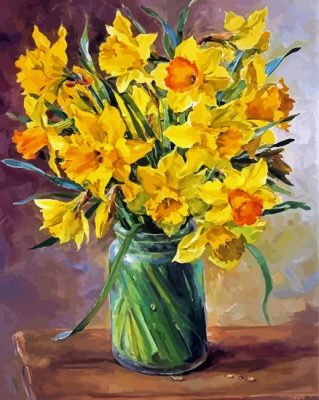 Daffodils Glass Vase Paint By Number