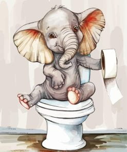 Elephant In Toilet Paint By Numbers art