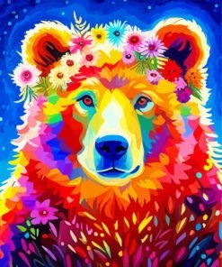 Floral Colorful Bear Paint By Number