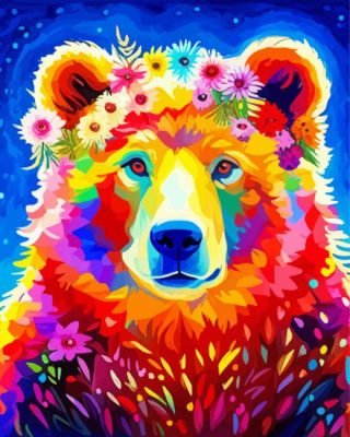 Floral Colorful Bear Paint By Number