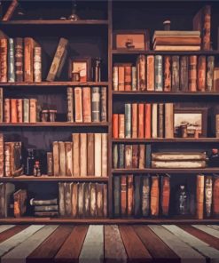Old Library Bokshelf Paint By Numbers