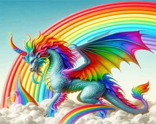 Rainbow Fantasy Dragon Paint By Number