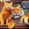 Tiger And Cat Selfie Paint By Number