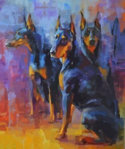Black Doberman Dogs Paint By Number