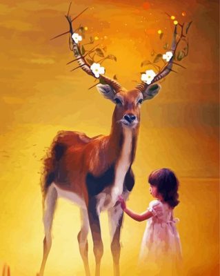 Aesthetic Girl And Deer Paint By Number