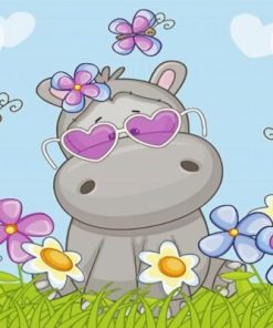 Baby Hippo With Glasses Paint By Numbers